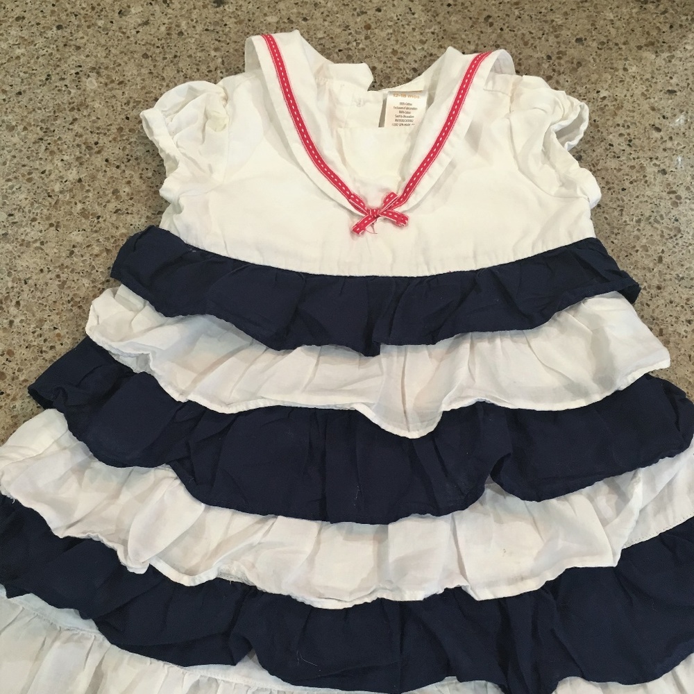 Gymboree Navy and White Nautical Ruffles Dress